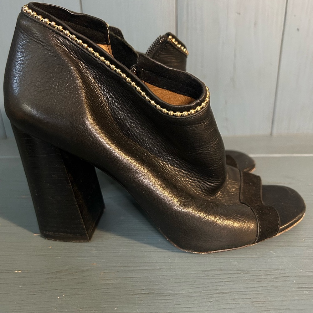 Coach Black Leather Open-Toe Ankle Boots | Size 7 - Picture 2 of 9
